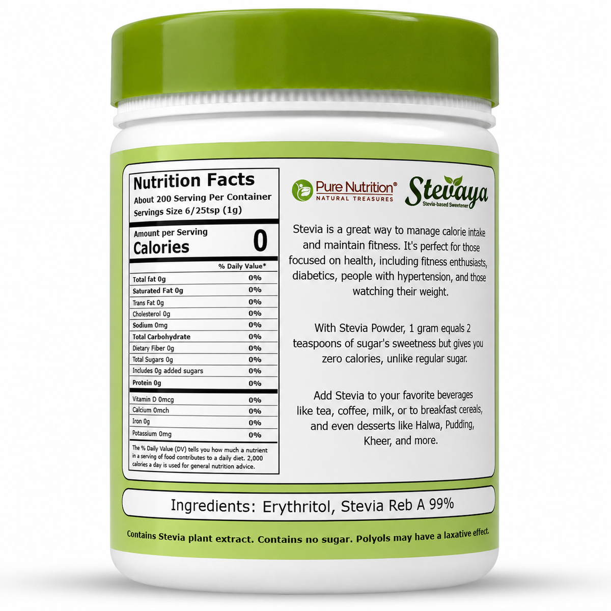 Stevaya Natural Stevia Sweetener – 200g | Zero Calorie Sugar Substitute