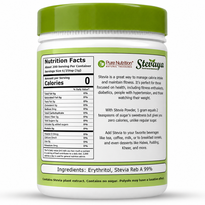 Stevaya Natural Stevia Sweetener – 200g | Zero Calorie Sugar Substitute