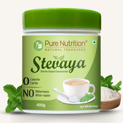 Stevaya Stevia Based Natural Sweetener - 400 Grams | Zero Calorie Sugar Substitute | Ideal for Beverages and Baking
