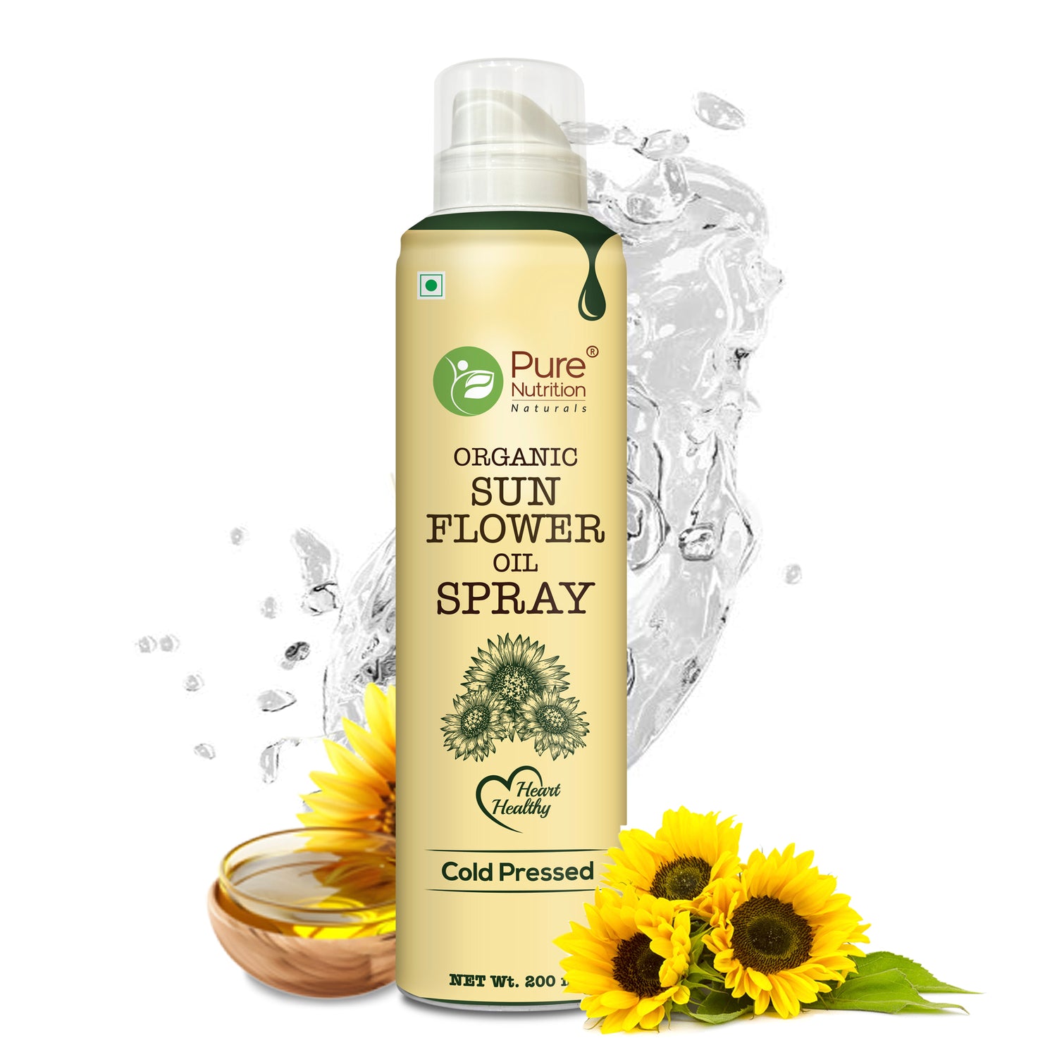 Sunflower Oil Cooking Spray 200ml | 100% Pure, Healthy Cooking, Low-Calorie Meals, Ideal for Frying