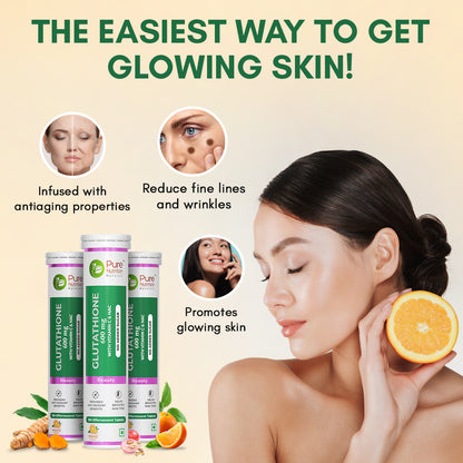The Easiest Way to Get A Glowing Skin Pure Nutrition Glutathione Effervescent Tablets 600mg