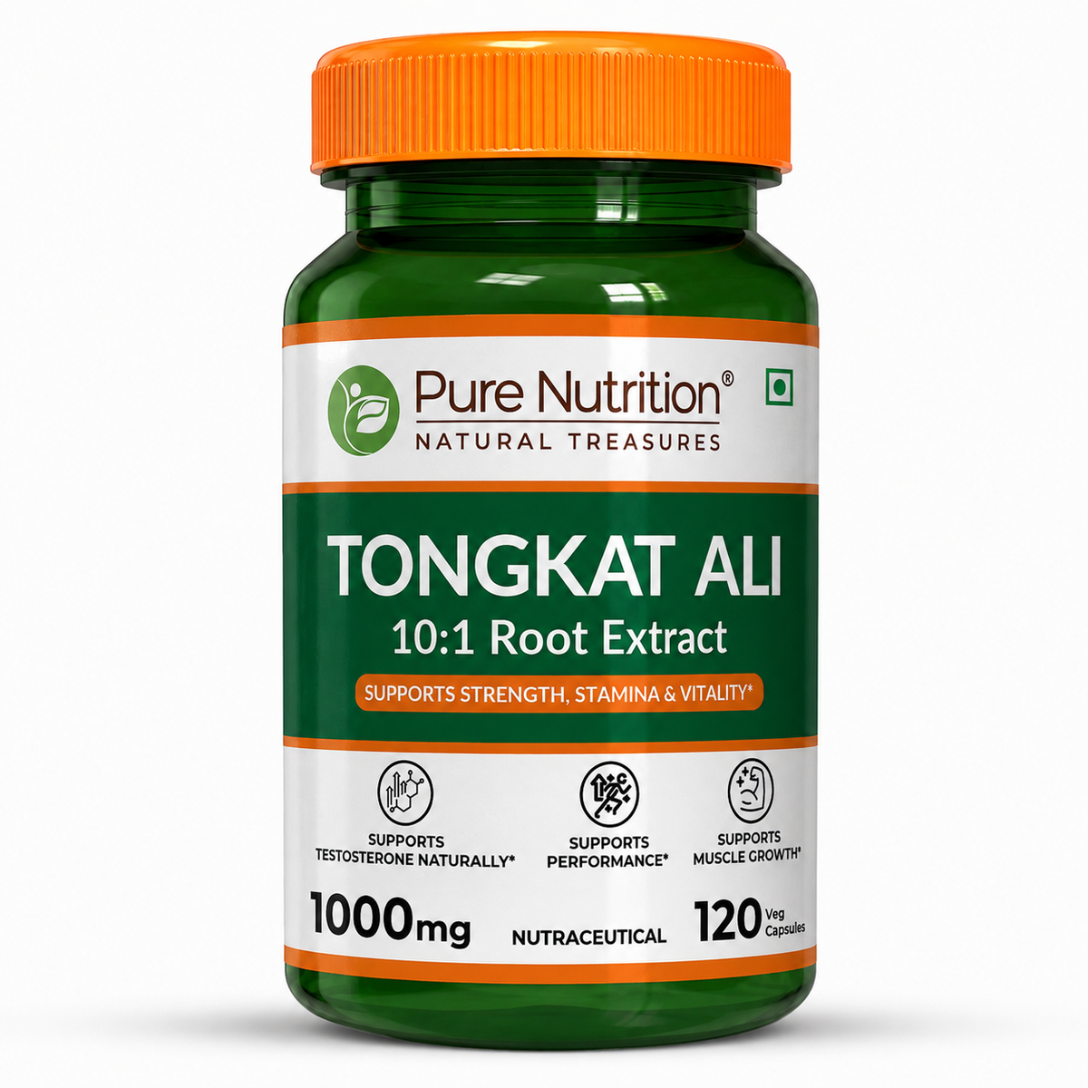 Tongkat Ali 10:1 Root Extract | 1000 mg Per Serving | Strength, Stamina & Vitality Support | 120 Tablets