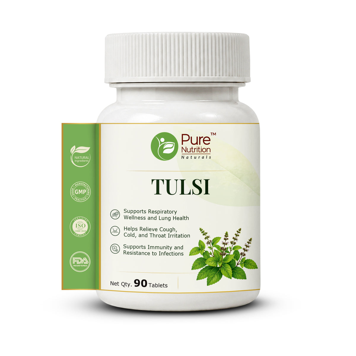 Pure Nutrition Tulsi Tablets | Holy Basil Extract for Respiratory & Immune Wellness Support | Ayurvedic Herbal Supplement