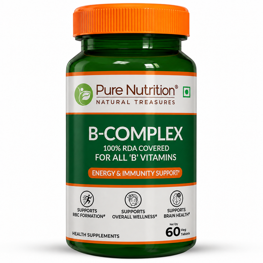 B Complex with Essential Vitamins B1, B2, B3, B5, B6, B7, B9, B12 - 60 Tablets  | Supports Energy, Metabolism, and Overall Wellness
