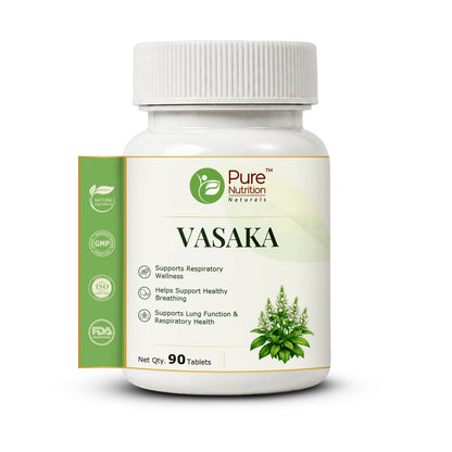 Pure Nutrition Vasaka Tablets | Ayurvedic Herbal Support for Respiratory Wellness & Healthy Breathing | Vasaka Extract Supplement