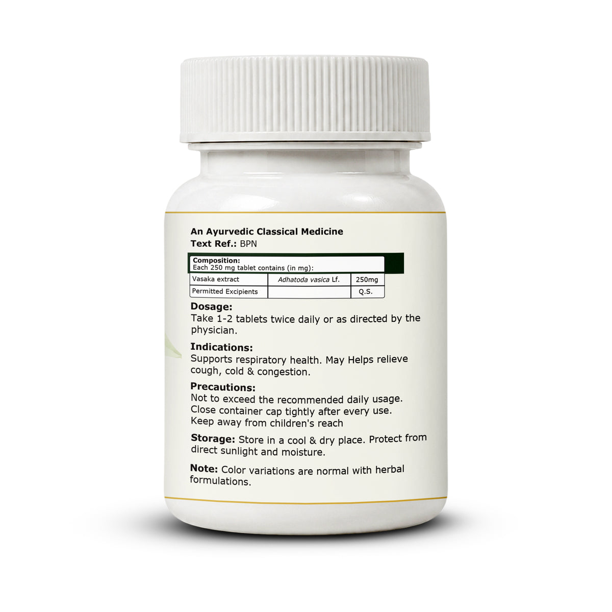 Pure Nutrition Vasaka Tablets | Ayurvedic Herbal Support for Respiratory Wellness & Healthy Breathing | Vasaka Extract Supplement