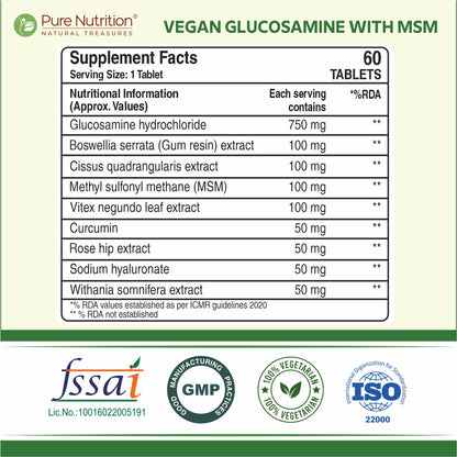 Vegan Glucosamine with MSM 60 Tablets