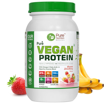 Vegan Protein With Omega 3 Fatty Acids (Banana & Strawberry Flavour) - 1Kg