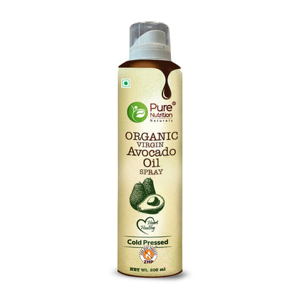 Pure Nutrition Avocado Oil Cooking Spray 200ml | 100% Organic, Extra Virgin, Cold Pressed & Natural | Cook Healthy with 10X LESS Oil | Ideal for Salad Dressing, Sauteing, Baking & Frying | Good for Skin