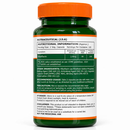 Vitamin B2 Riboflavin 2.4 mg | 120 Vegetarian Capsules