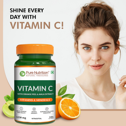 Vitamin C 1250 mg with Orange Peel & Amla Extract | 120 Veg Tablets