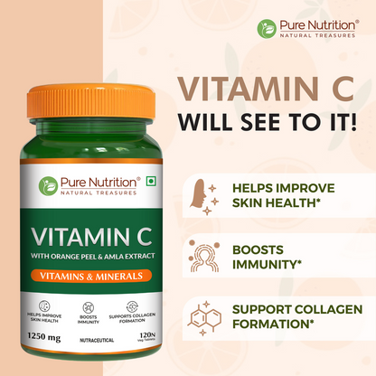 Vitamin C 1250 mg with Orange Peel & Amla Extract | 120 Veg Tablets