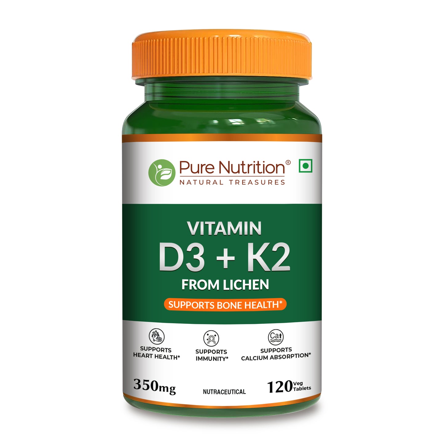 Vitamin D3 + K2 from Lichen - 120 Tablets