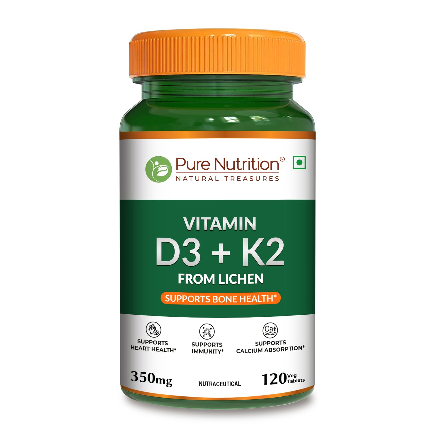 Vitamin D3 + K2 from Lichen - 120 Tablets