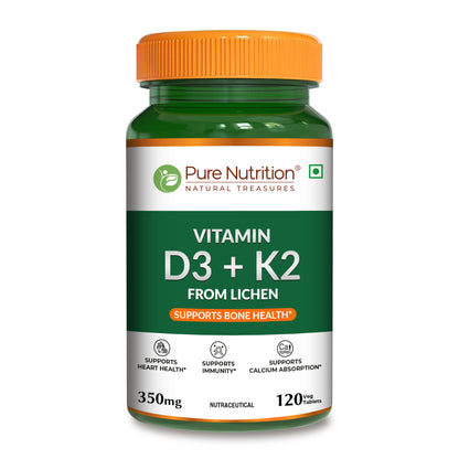 Vitamin D3 + K2 from Lichen - 120 Tablets