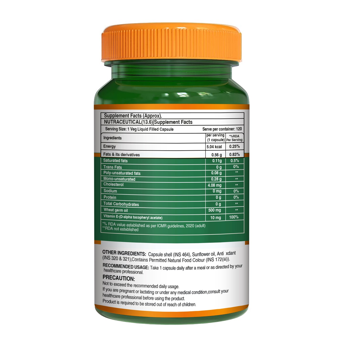 Pure Nutrition Vitamin E with Wheatgerm Oil – 120 Liquid Fill Capsules | Skin & Hair Health, Antioxidant Support