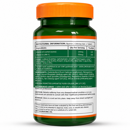 Vitamin D3 + K2 from Lichen  Bone, Heart & Calcium Support | 60 Tablets