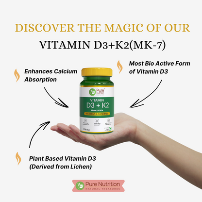 Vitamin D3 + K2 from Lichen - 60 Tablets