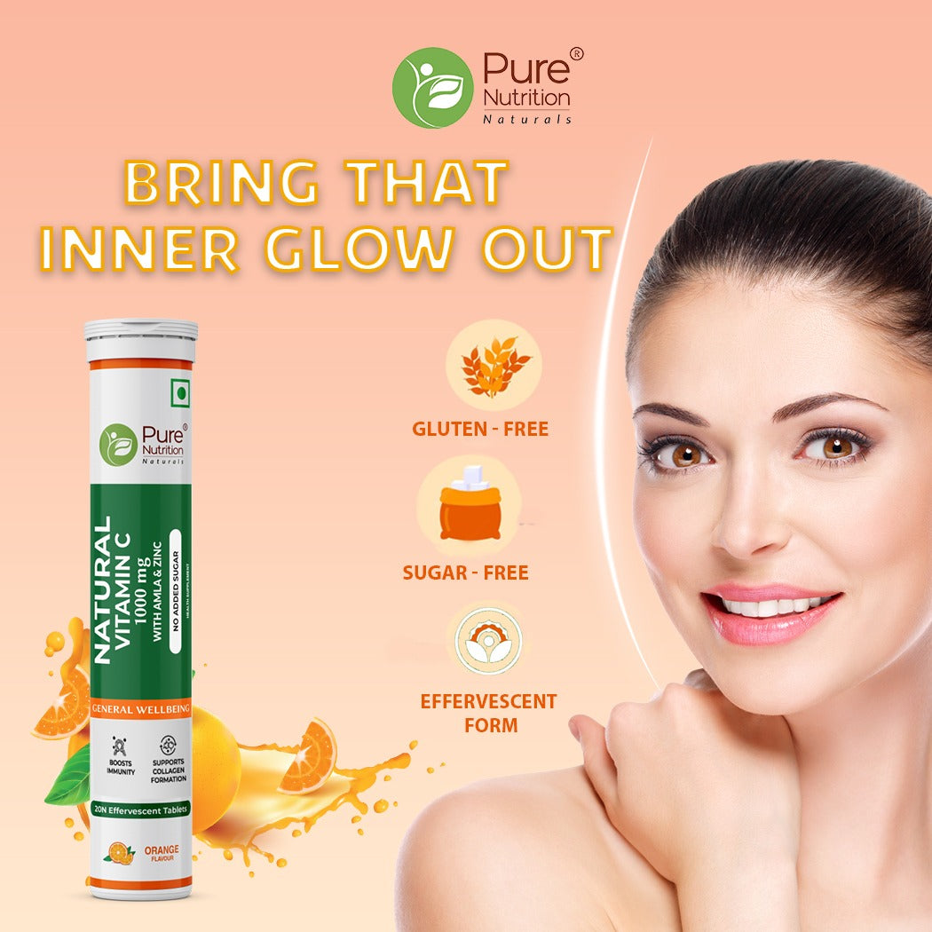 Vitamin C with Amla & Zinc For Immunity & Skin Care |Orange Flavour - 20 Effervescent Tablets