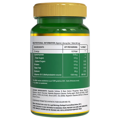 Vitamin B12 from Methylcobalamin for Men & Women - 60 Veg Tablets