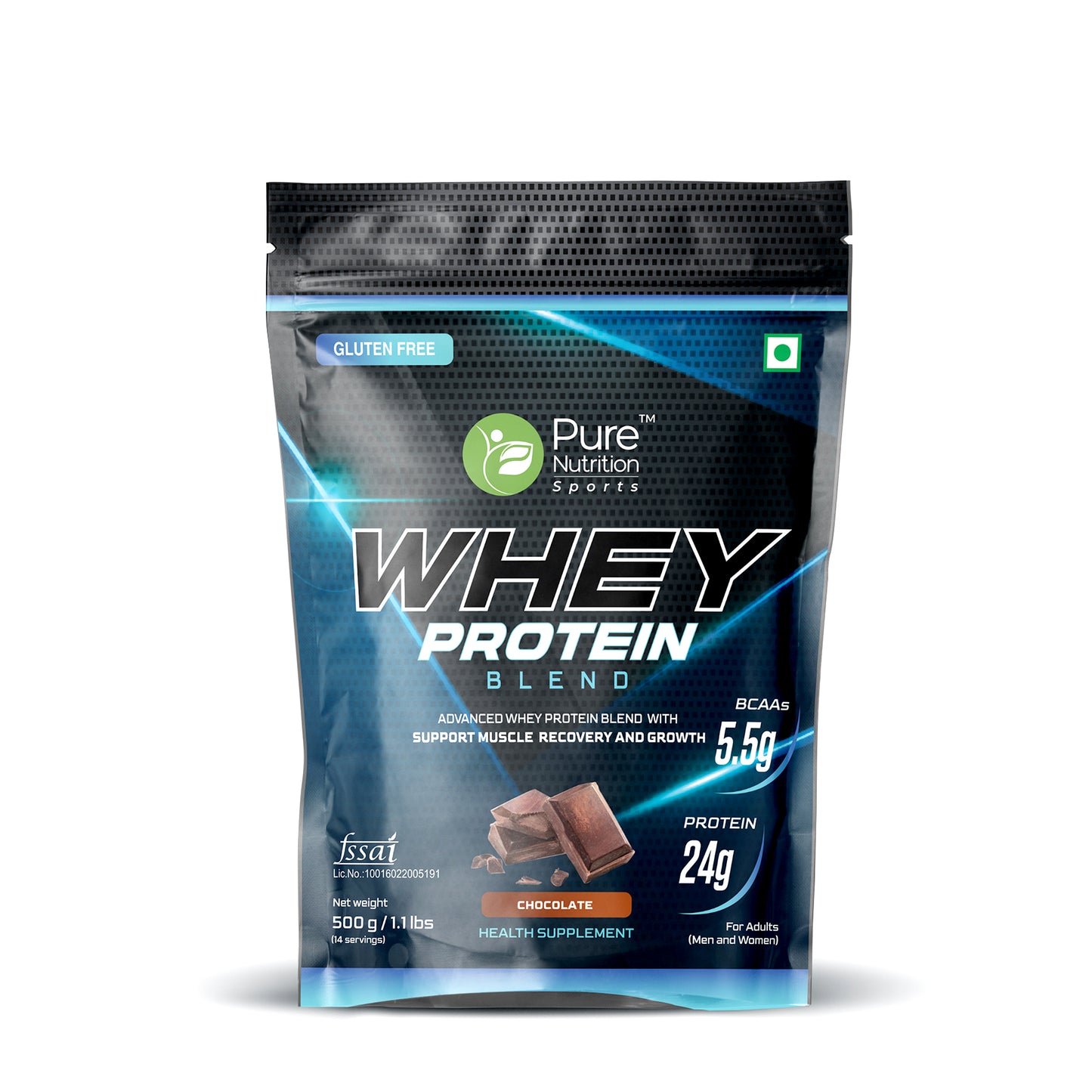 Whey Protein Powder(blend of Isolate + Concentrate)for Strength & Muscle Recovery-500gms