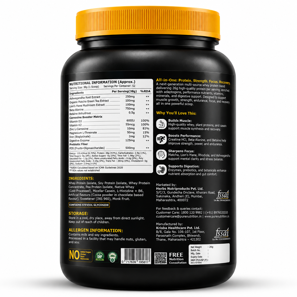 NXTShift All-in-One Whey Protein Blend – 26g Protein | 2kg Pack