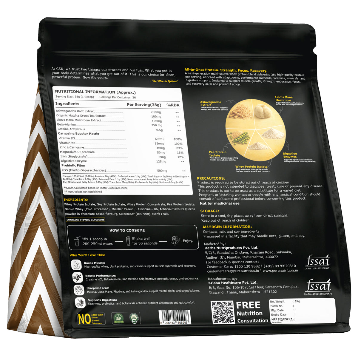 NXTShift All-in-One Whey Protein Blend  26g Protein | 1kg | Complete Formula