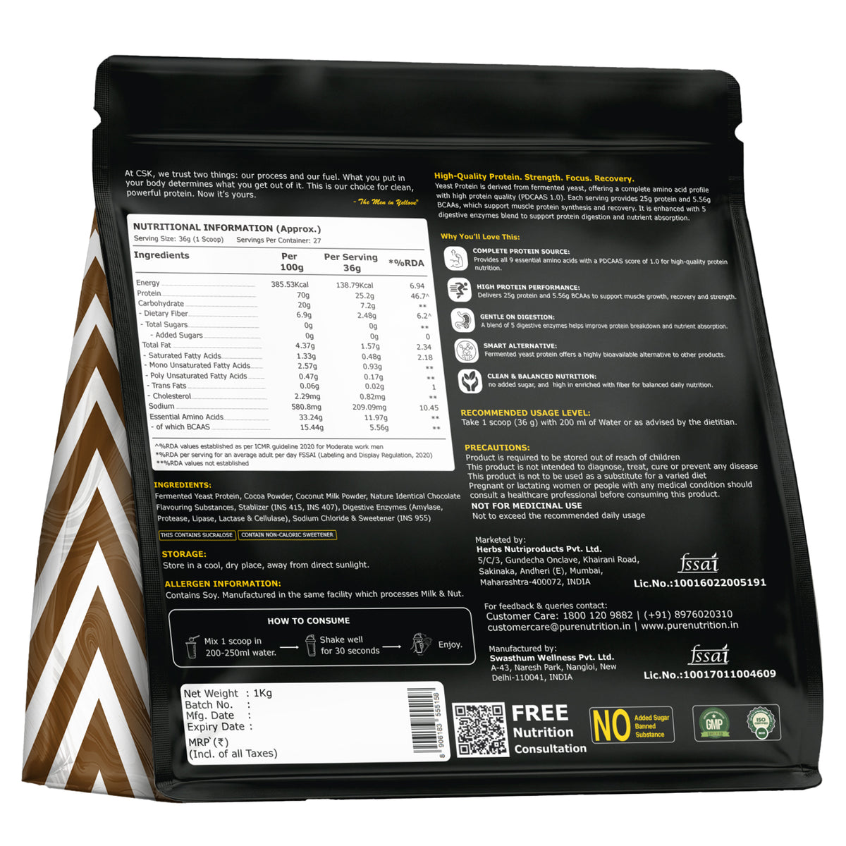 NXTShift Yeast Protein Powder 1kg Complete Plant-Based Amino Acids