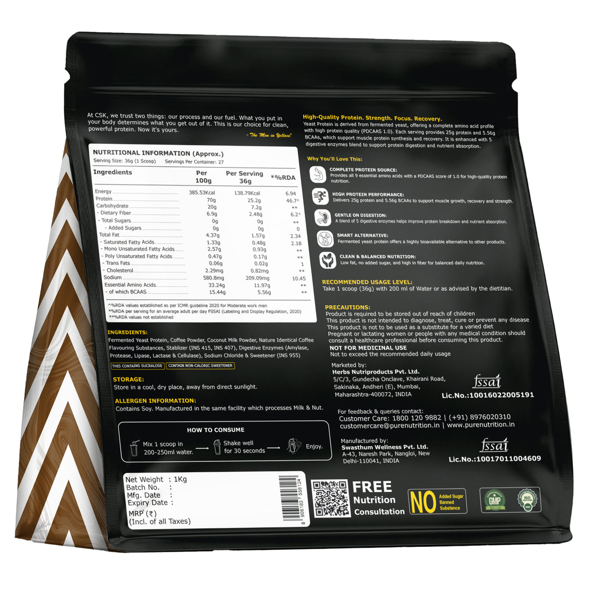 NXTShift Yeast Protein Powder 1kg Complete Plant-Based Amino Acids