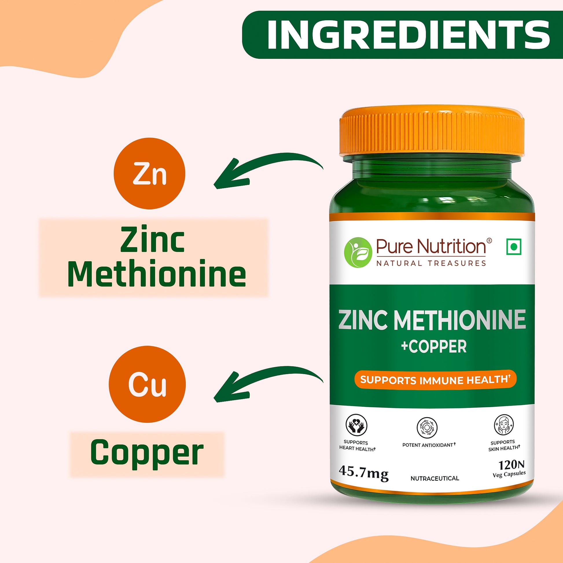 Pure Nutrition Zinc Methionine Veg Capsules – 120 Caps