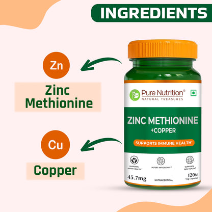 Pure Nutrition Zinc Methionine Veg Capsules – 120 Caps