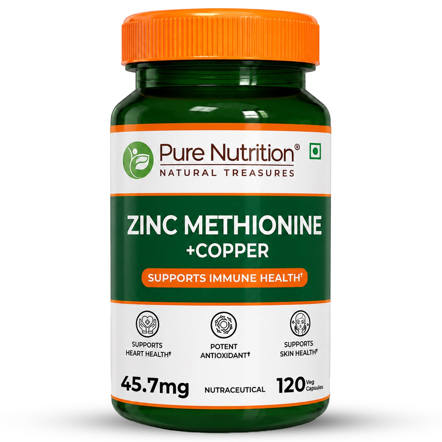 Zinc Methionine Veg Capsules  120 Count | High Absorption | Immunity & Skin