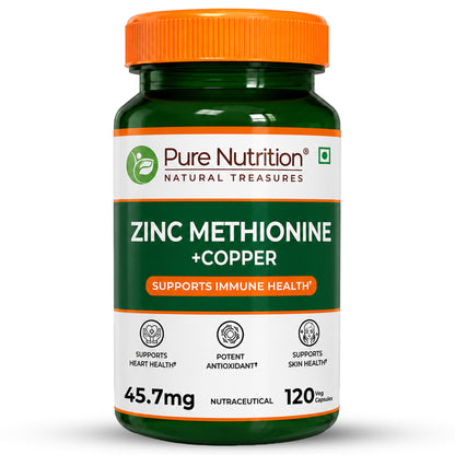 Zinc Methionine Veg Capsules  120 Count | High Absorption | Immunity & Skin