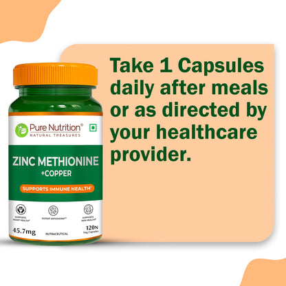 Pure Nutrition Zinc Methionine Veg Capsules – 120 Caps
