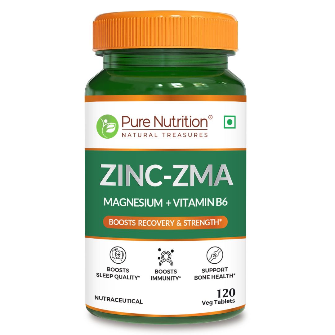 Zinc ZMA - 120 Veg Tablets | 800mg with Zinc, Magnesium Aspartate & Vitamin B6 | Enhances Muscle Recovery, Strengthens Bones, Boosts Sleep Quality & Supports Immune Health | Ideal for Active Lifestyles