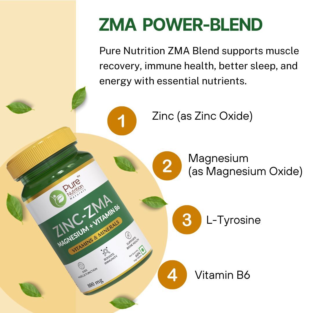 Zinc-ZMA with Magnesium & Vitamin B6 | Boosts Immunity & Supports Bone Health - 60 Tabs