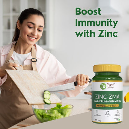 Zinc-ZMA with Magnesium & Vitamin B6 | Boosts Immunity & Supports Bone Health - 60 Tabs