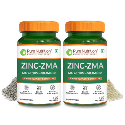 Zinc ZMA - 120 Veg Tablets | 800mg with Zinc, Magnesium Aspartate & Vitamin B6
