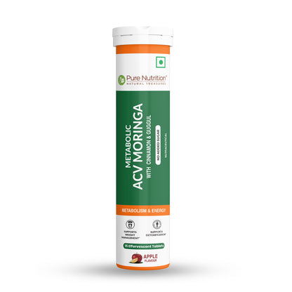 Pure Nutrition ACV Moringa Effervescent Tablets – Apple Flavour – 15 Tablets