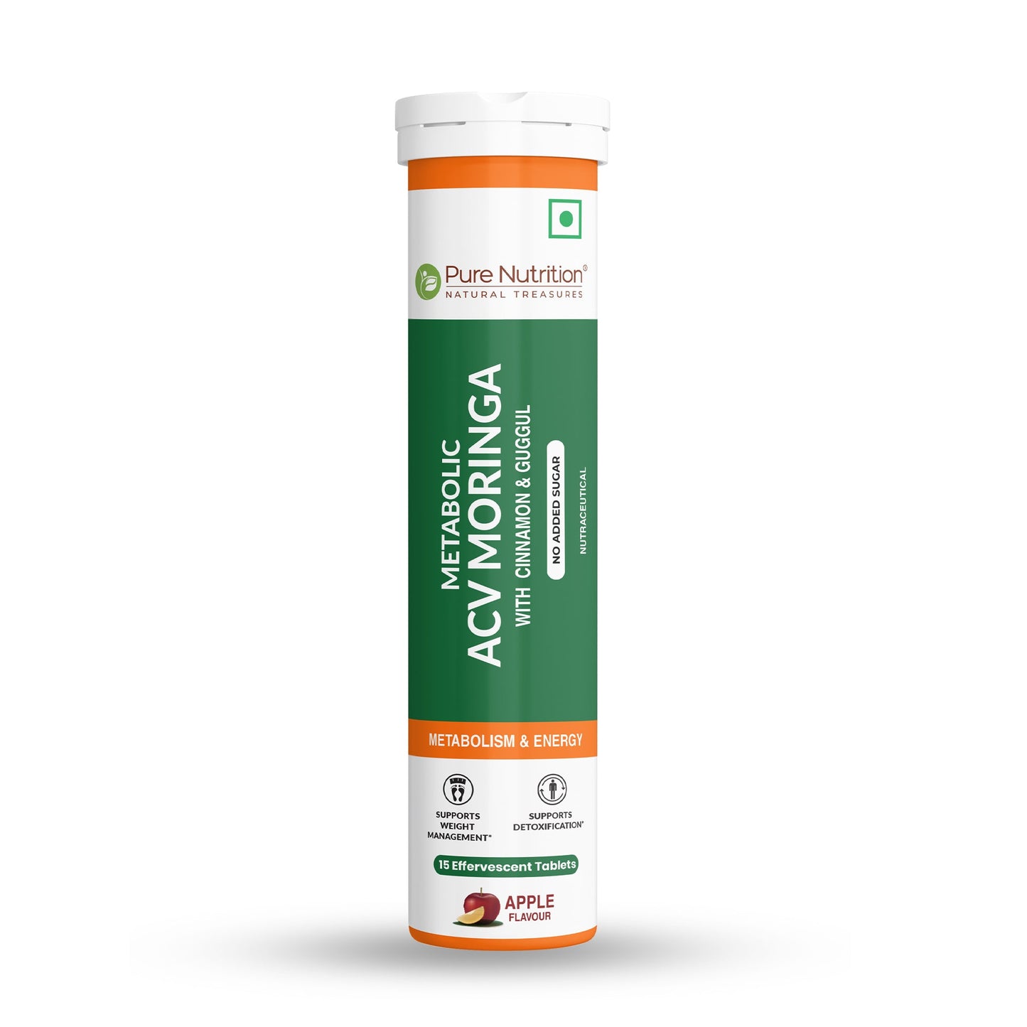Pure Nutrition ACV Moringa Effervescent Tablets – Apple Flavour – 15 Tablets