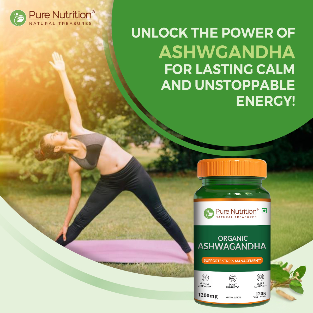 Organic Ashwagandha - 120 Tablets | Supports Stress Management, Sleep, Fertility, Immunity, Vitality, and Strength