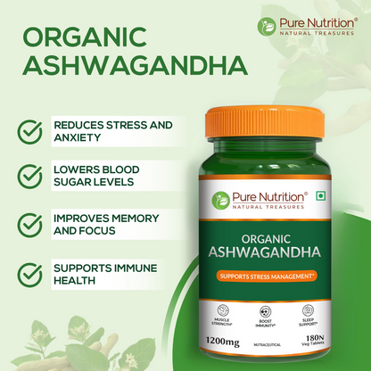 Pure Nutrition Organic Ashwagandha - 180 Tablets