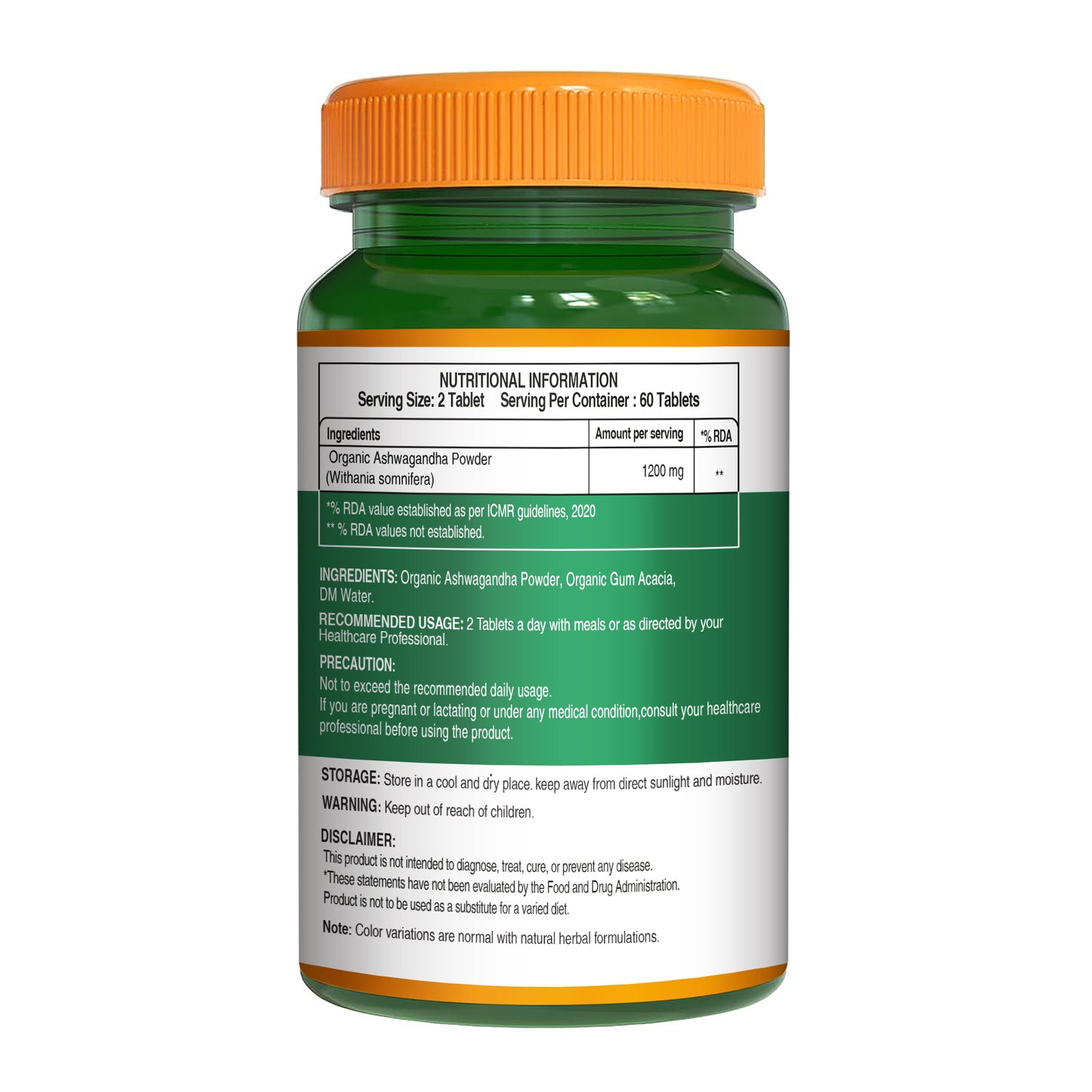 Pure Nutrition Organic Ashwagandha - 120 Tablets