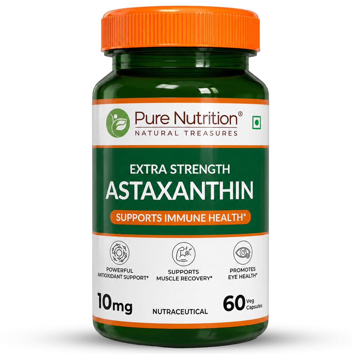 Extra Strength Astaxanthin 10mg | 60 Veg Capsules | Haematococcus pluvialis Extract