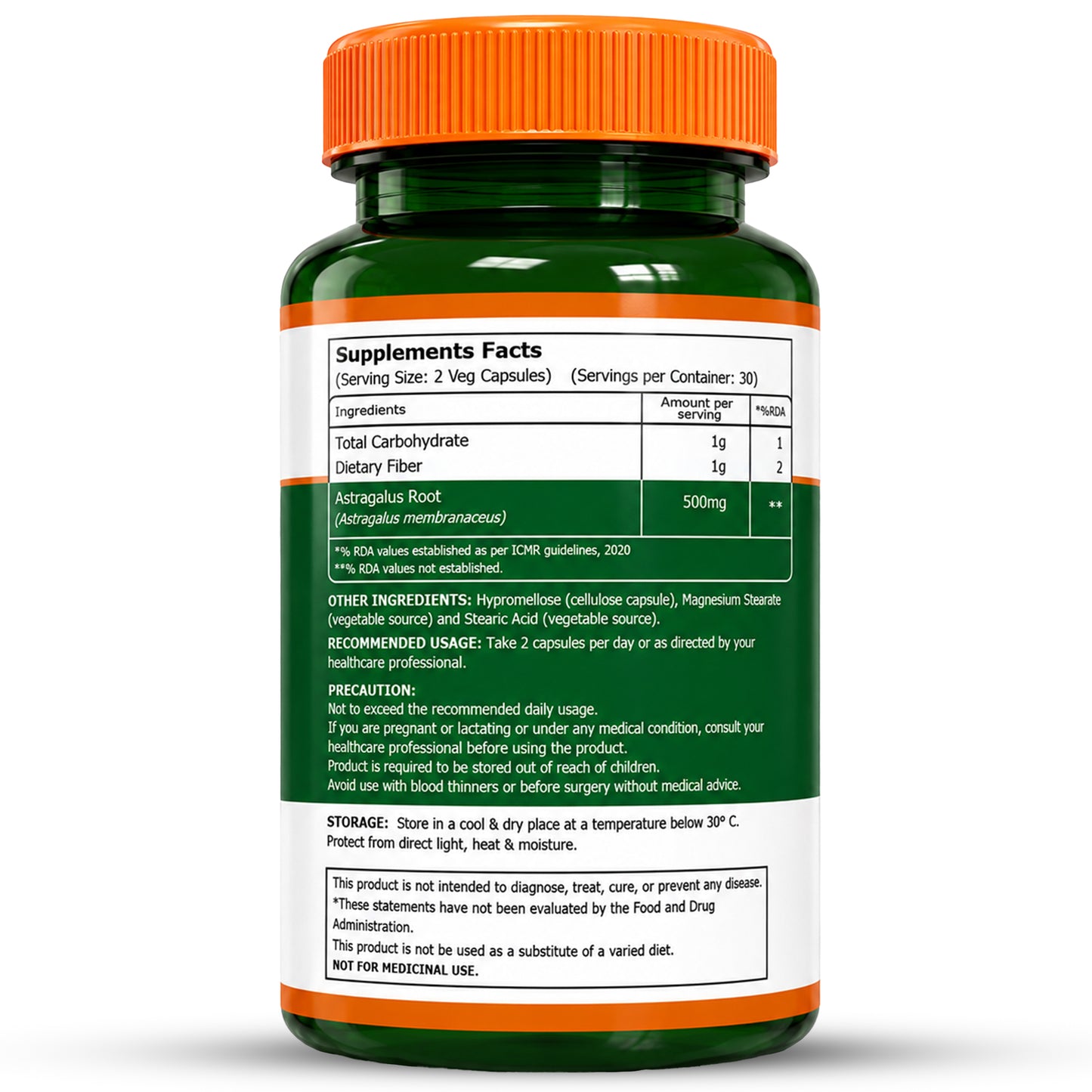 Astragalus Root Extract 500mg | 60 Veg Capsules | Astragalus membranaceus