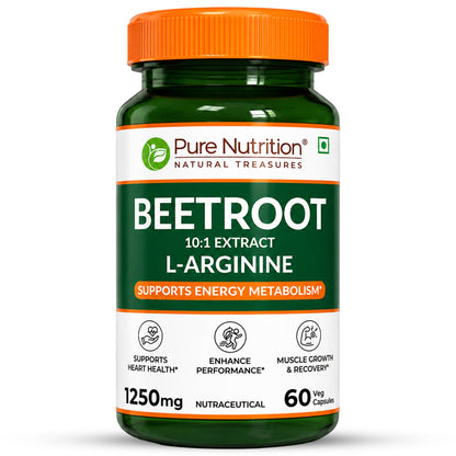 Beetroot 10:1 Extract + L-Arginine | 1250mg | 60 Veg Capsules