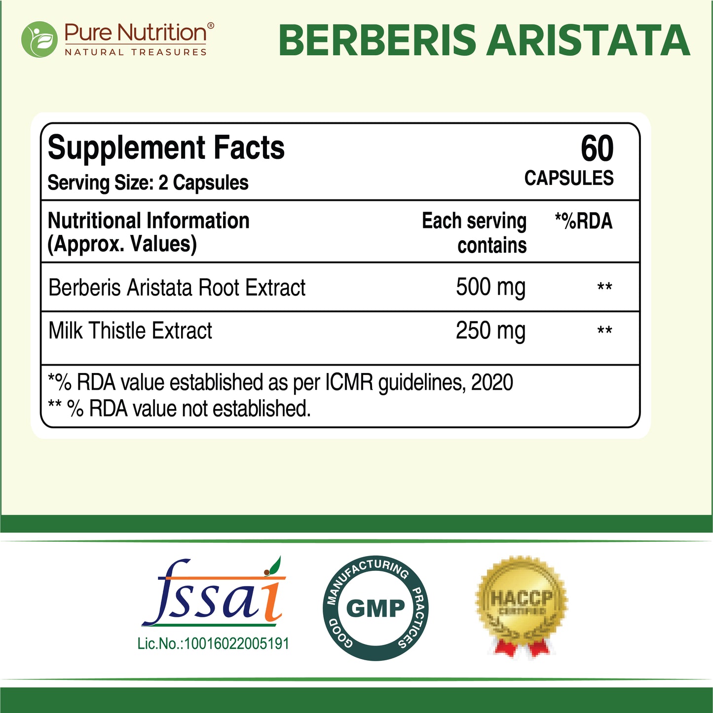 Berberis Aristata (60 Veg Capsules) with Berberine 95% + Milk Thistle - Liver Support, Antioxidant Boost, and Weight Management Supplement