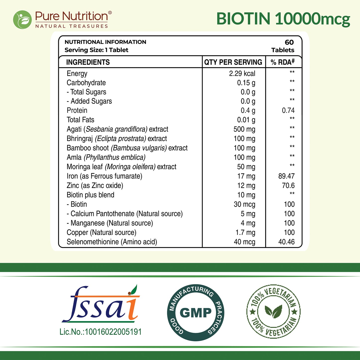 Biotin 10000 mcg | With Natural Sesbania Extract