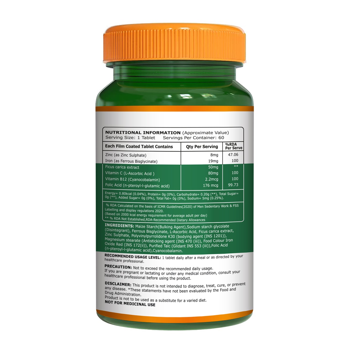 Two bottles of Pure Nutrition Chelated Iron with Vitamin C, Folic Acid, Vitamin B12, and Zinc displayed together as a value pack.
