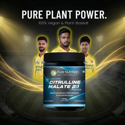 Pure Nutrition Citrulline Malate tub with Chennai Super Kings players